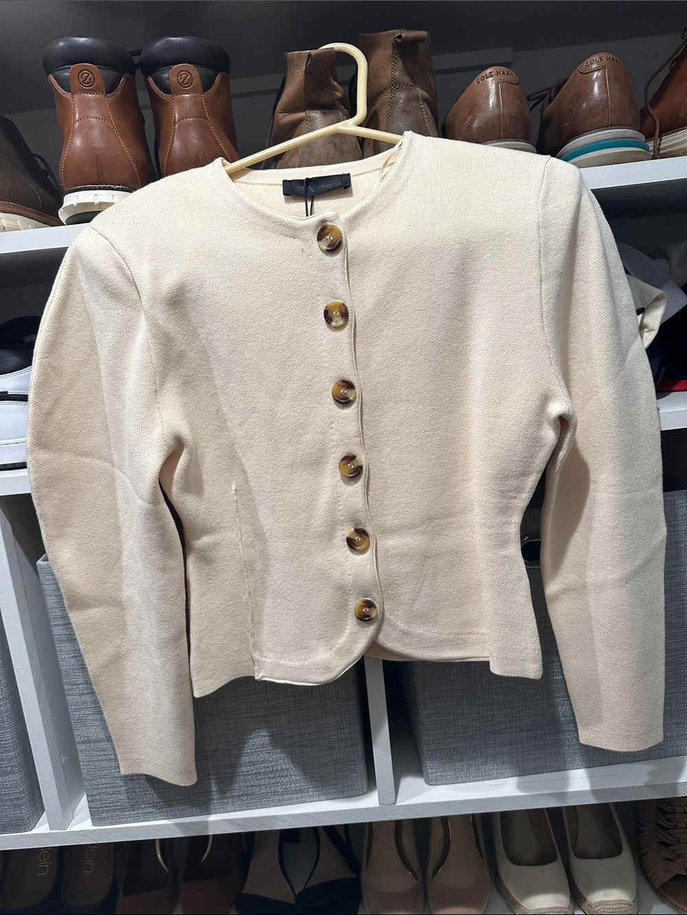 Zara Cream Knit Cardigan with Tortoiseshell Buttons
